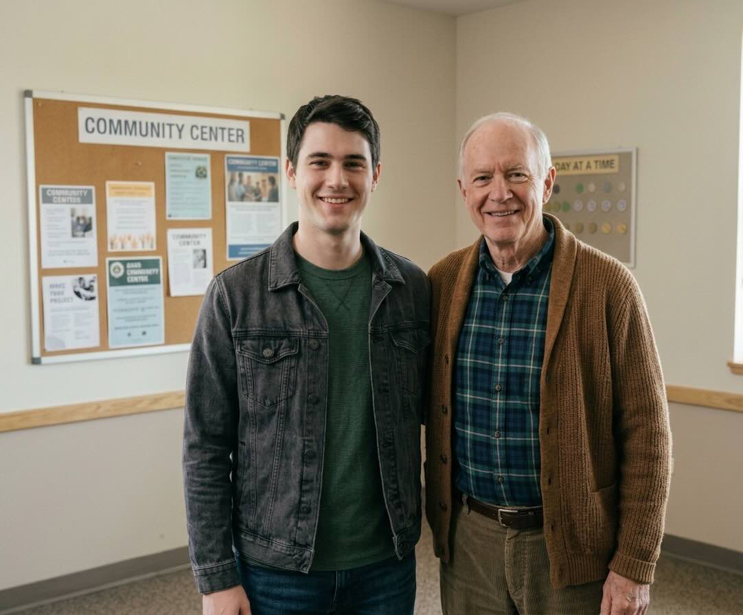 Two people talking at an AA meeting in New York State
