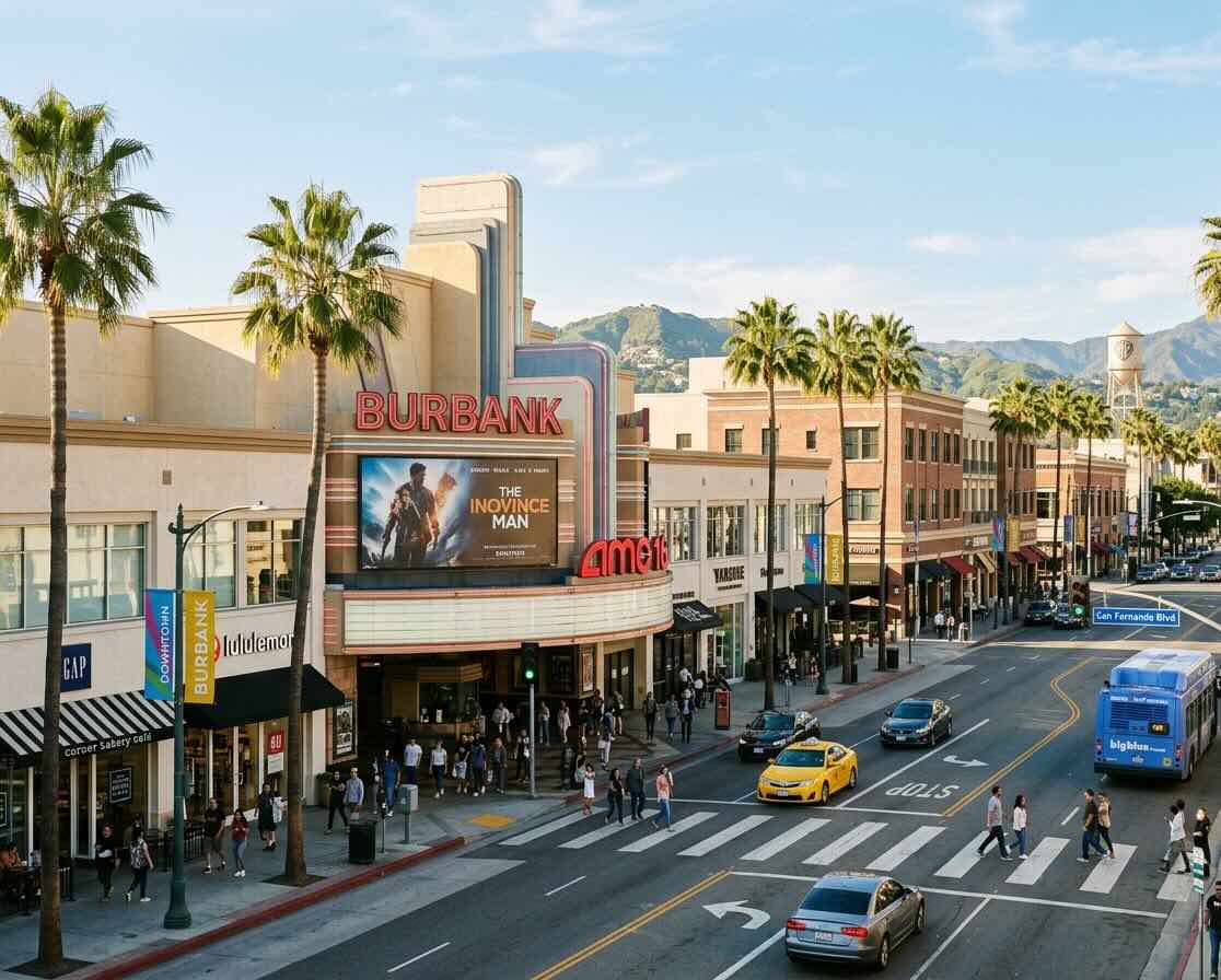 Suburban street in Burbank, California during a quiet morning