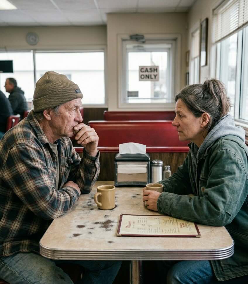 Two people having a quiet, supportive conversation in a New Jersey setting, reflecting a practical moment of being heard