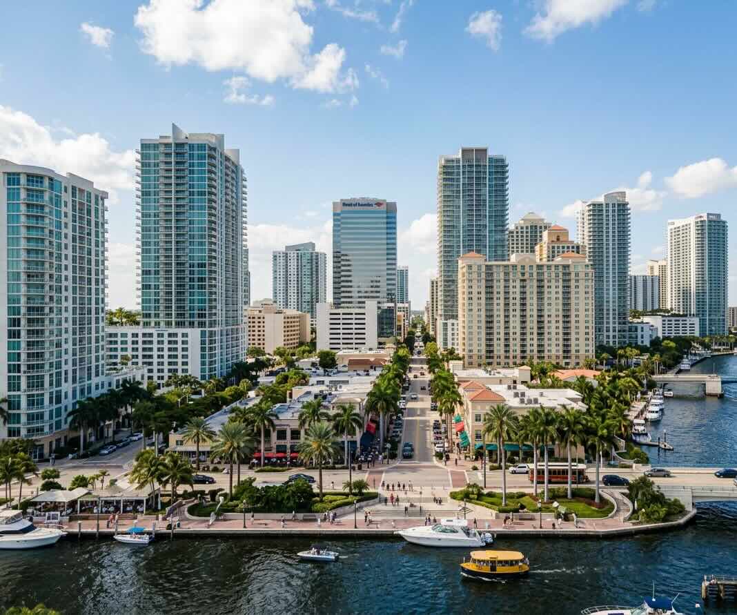 Fort Lauderdale Las Olas Boulevard during the daytime, calm and warm