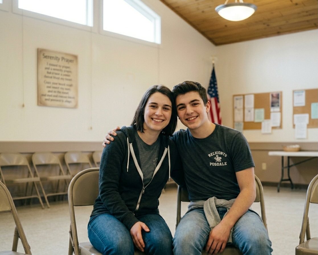 Two people talking at an AA meeting in Virginia